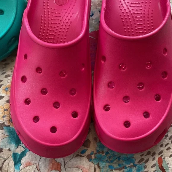 CROCS Women's Mules - Teal and Pink - Picture 2 of 5
